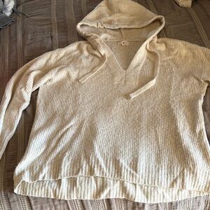 Lou & Grey Cream Pullover Hooded Sweater